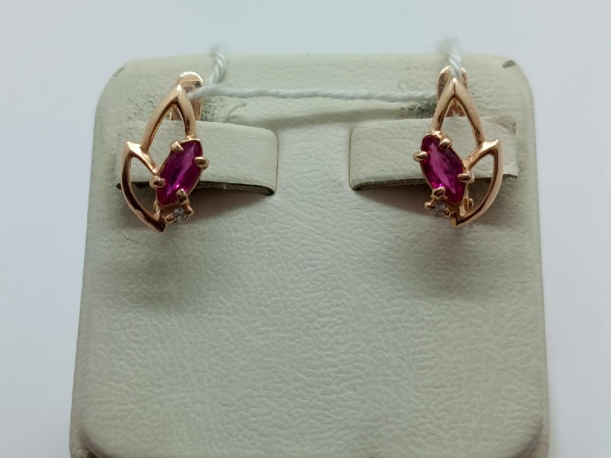 СКМИ585 СЕРЬГИ С КАМНЯМИ (Au 585)