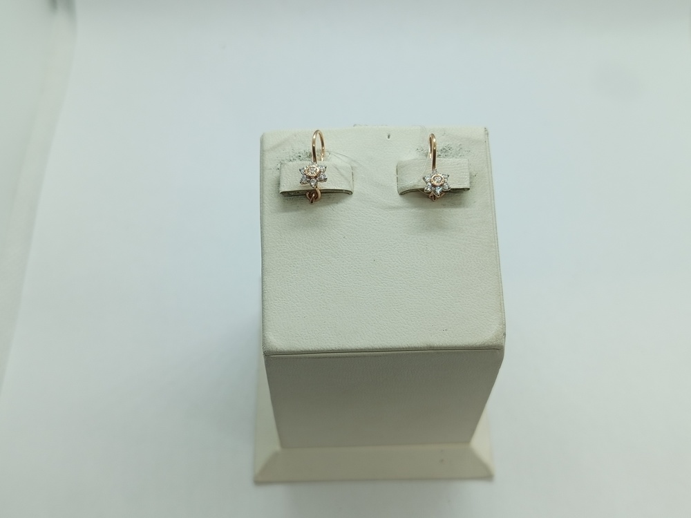 СЕРЬГИ ПЕТЕЛЬКА с камнями (Au 585)