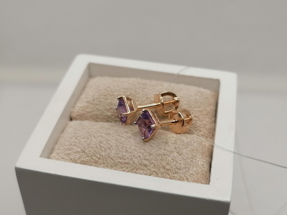 СЕРЬГИ ПУСЕТЫ с камнем (Au 585)