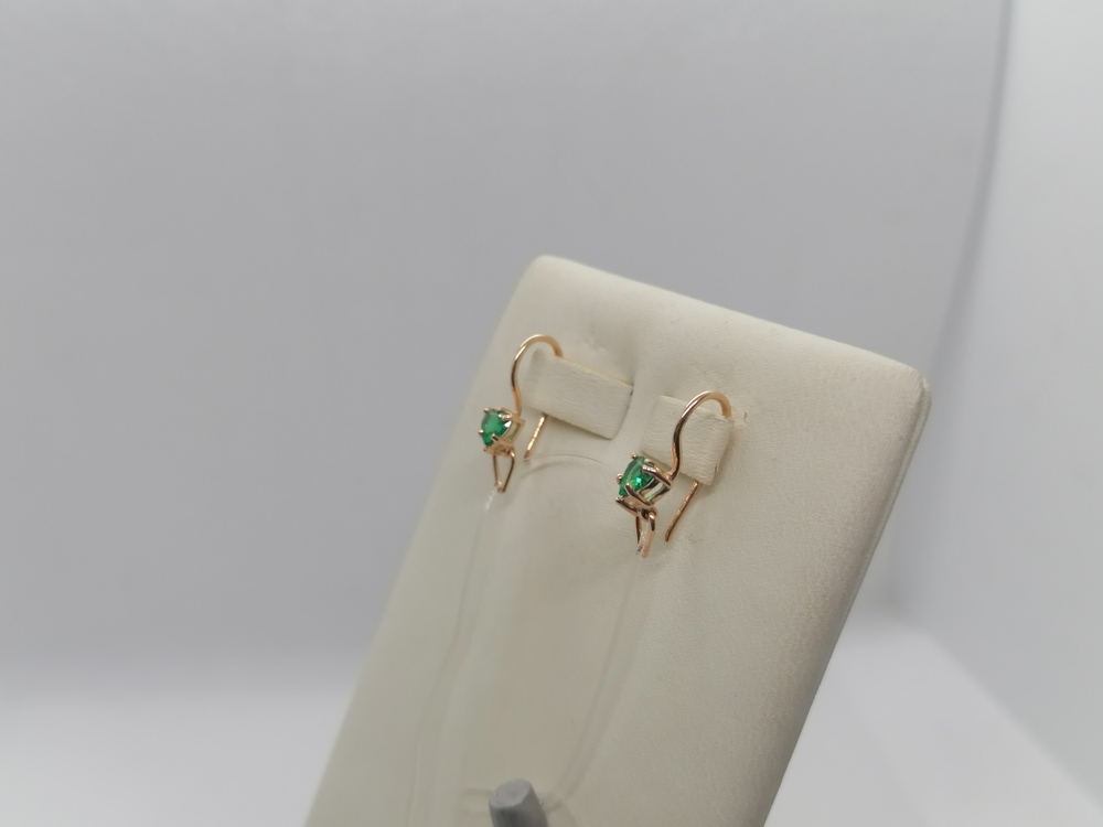 СЕРЬГИ ПЕТЕЛЬКА с камнем (Au 585)