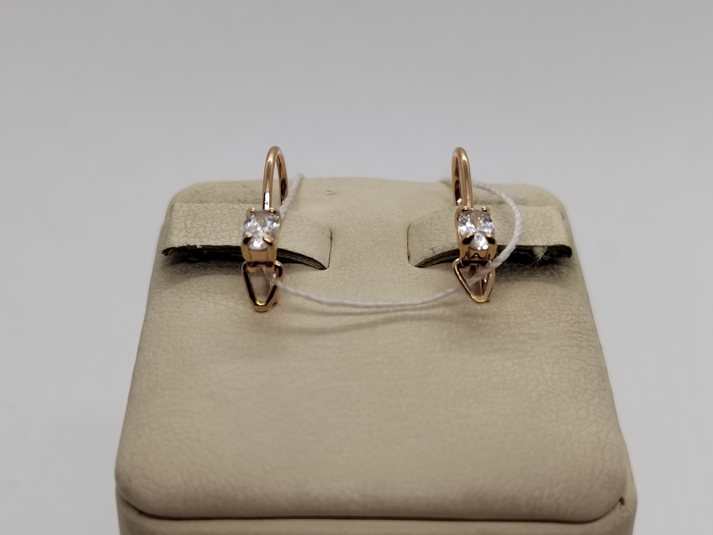 СЕРЬГИ ПЕТЕЛЬКА с камнем (Au 585)