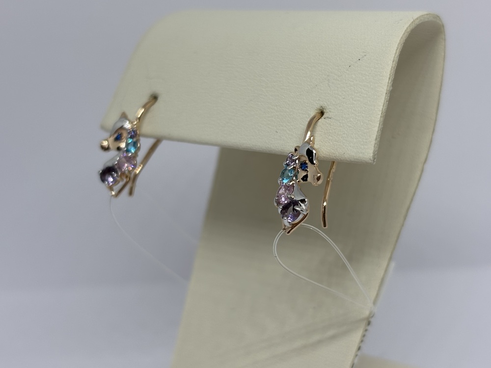 СЕРЬГИ ПЕТЕЛЬКА с камнями (Au 585)