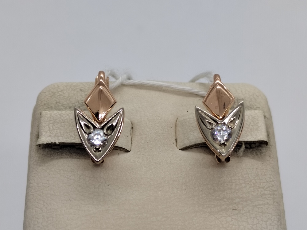 СКМ585 СЕРЬГИ С КАМНЕМ (Au 585)