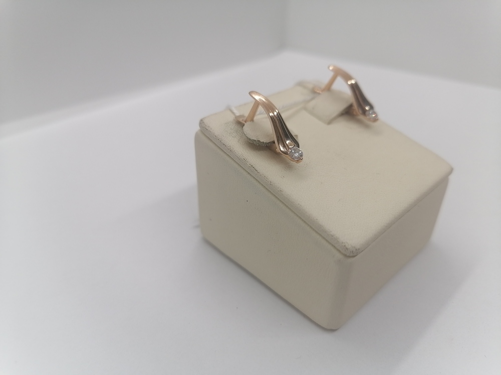 СКМ585 СЕРЬГИ С КАМНЕМ (Au 585)