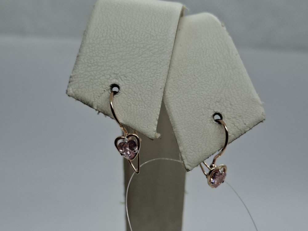 СЕРЬГИ ПЕТЕЛЬКА с камнем (Au 585)