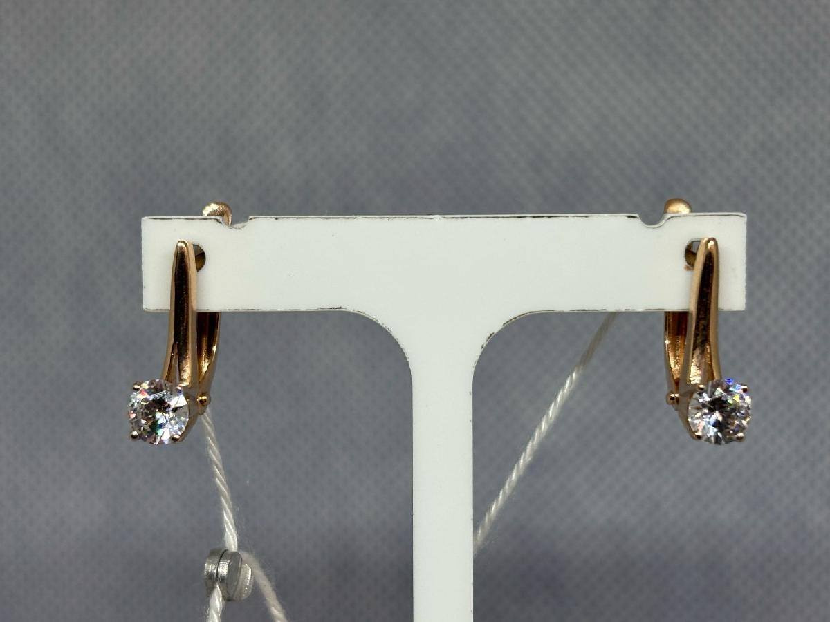 СКМ585 СЕРЬГИ С КАМНЕМ (Au 585)