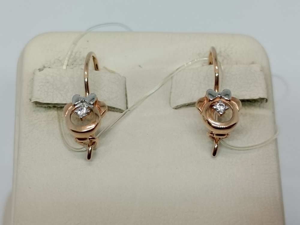 04-62-0237-00 СЕРЬГИ ПЕТЕЛЬКА с камнем (Au 585)