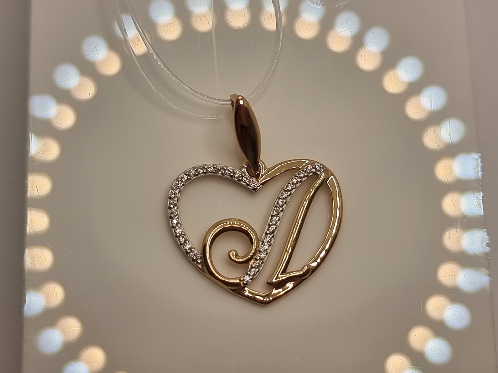 ПОДВЕСКА БУКВА Л с камнями (Au 585)