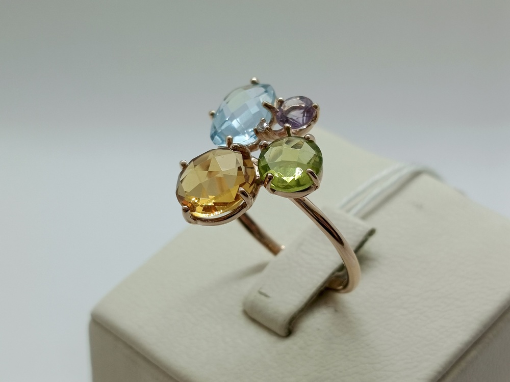 КОЛЬЦО С КАМНЯМИ (Au 585)