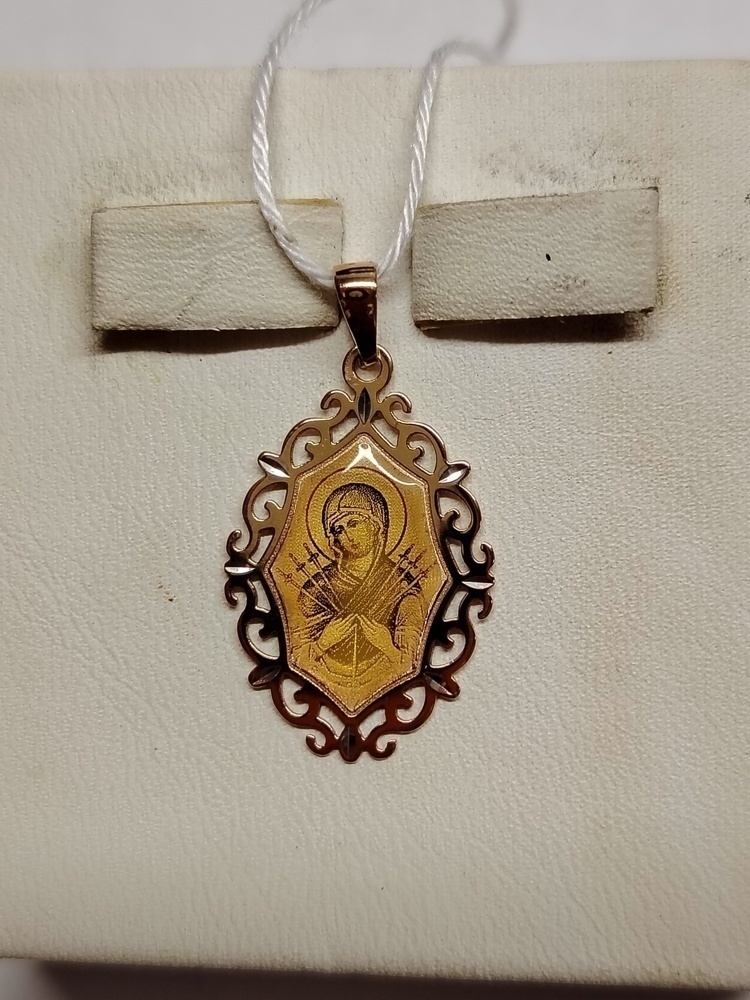 ПОДИКМ585 ПОДВЕСКА ИКОНА С КАМНЕМ (Au 585)
