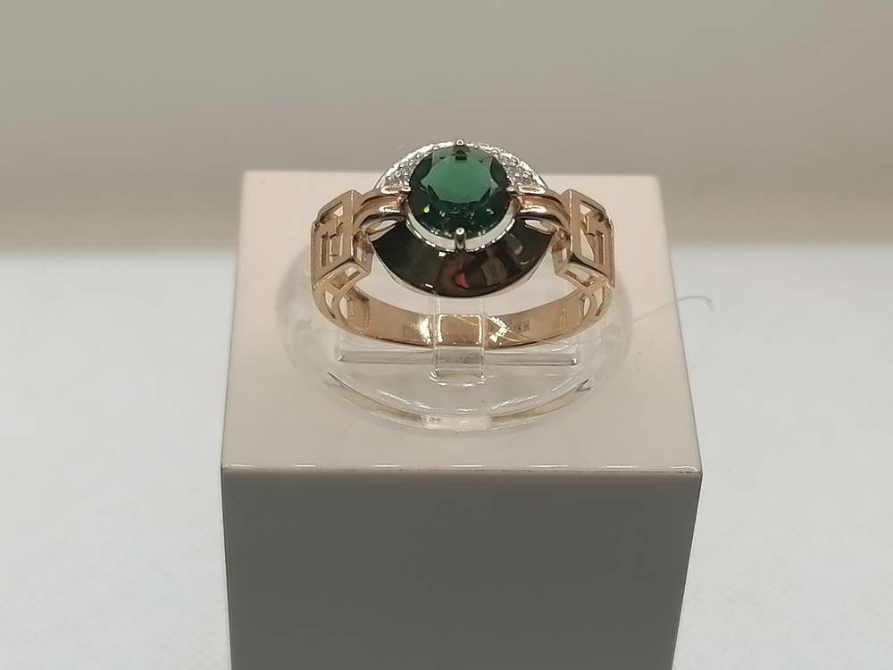 КОЛЬЦО ТУРМАЛИН с камнями (Au 585)