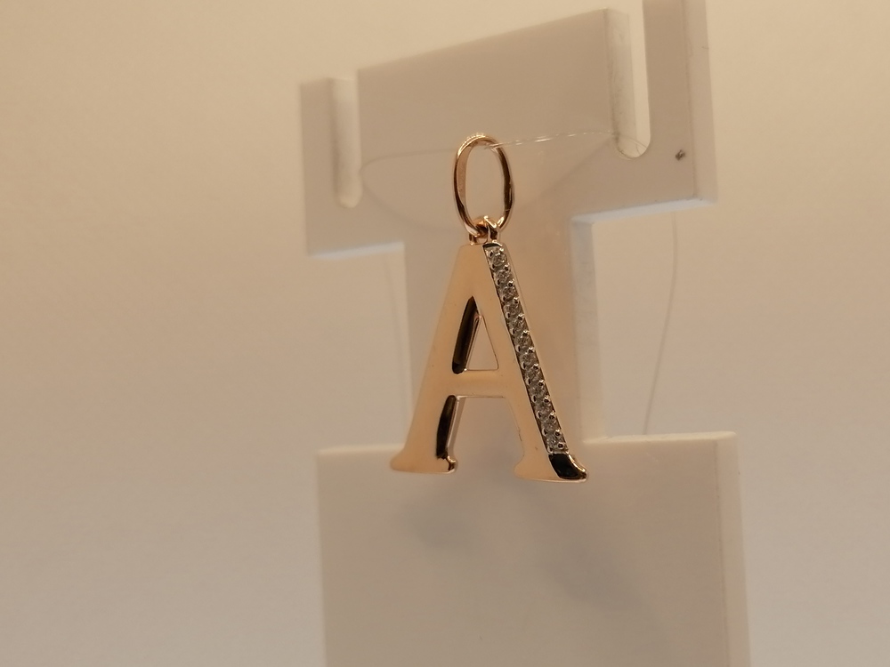 ПОДВЕСКА БУКВА А с камнями (Au 585)