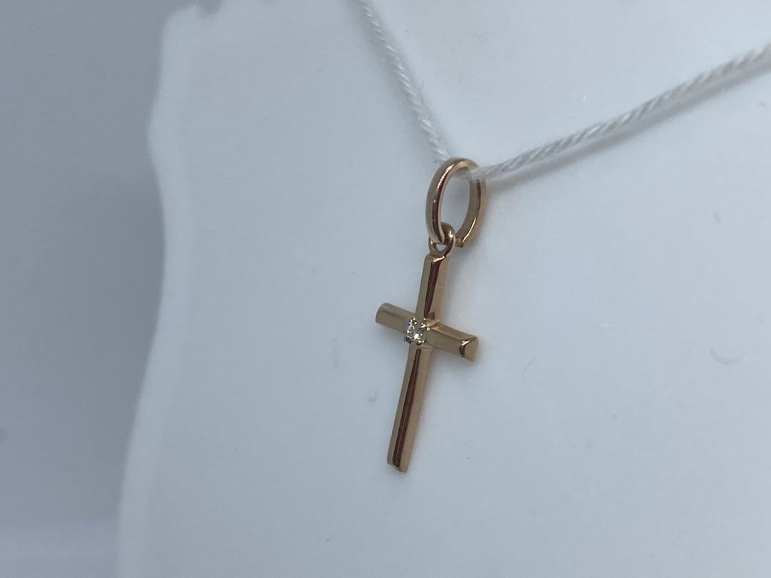 ПОДККИ585 ПОДВЕСКА КРЕСТ С КАМНЕМ (Au 585)