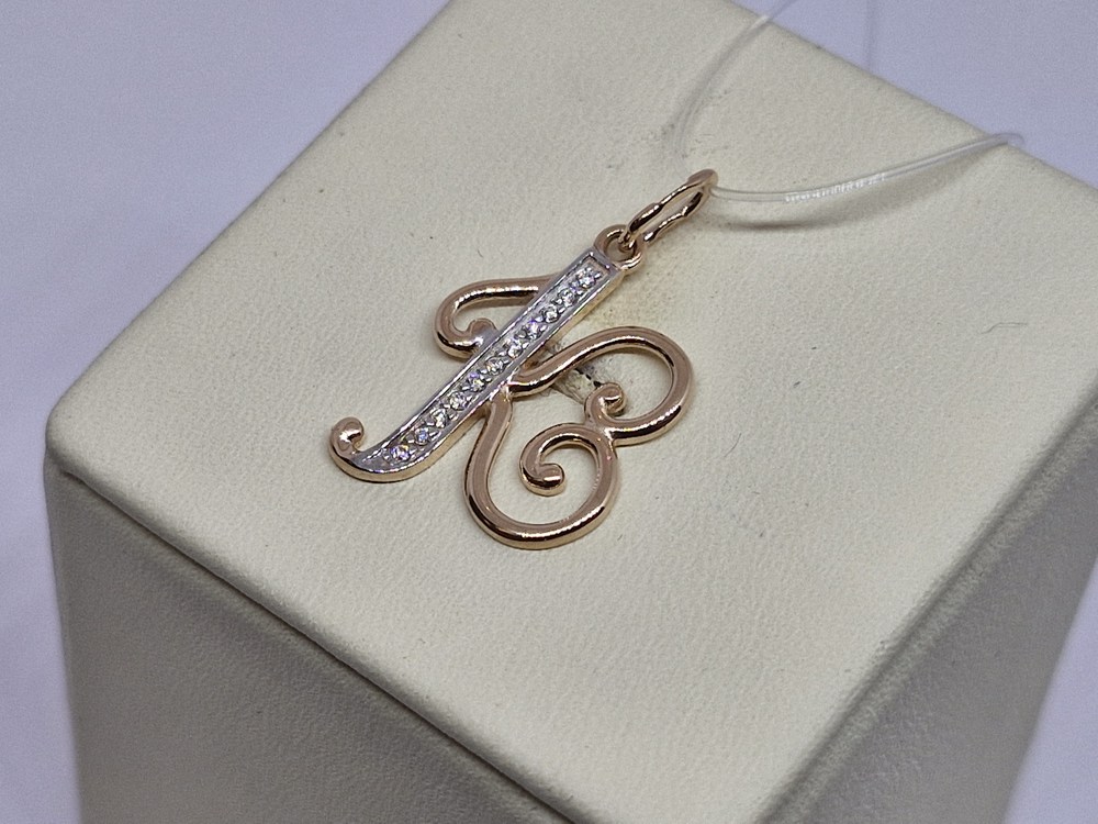 ПОДВЕСКА БУКВА К с камнями (Au 585)