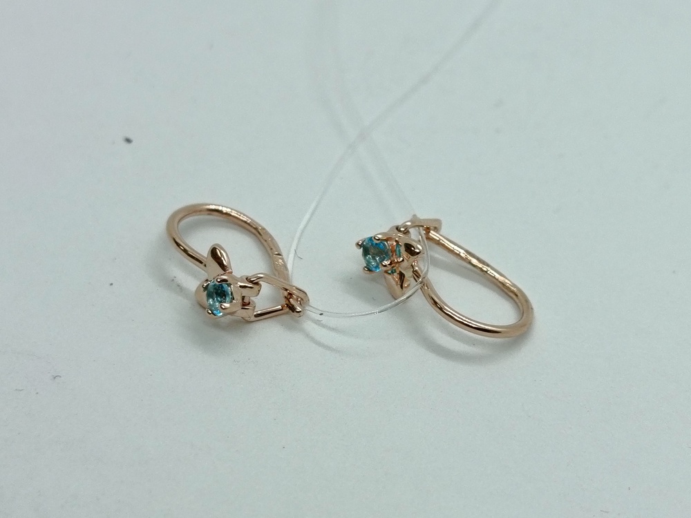 СЕРЬГИ ПЕТЕЛЬКА с камнем (Au 585)