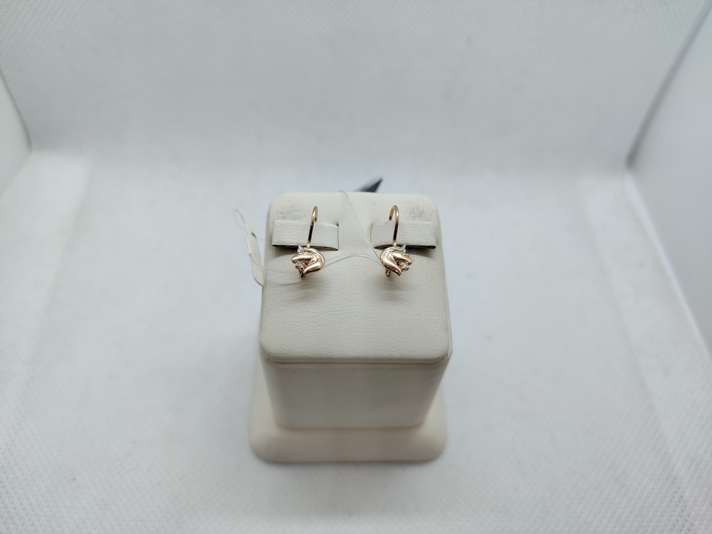 019982-1102 СЕРЬГИ ПЕТЕЛЬКА с камнем (Au 585)