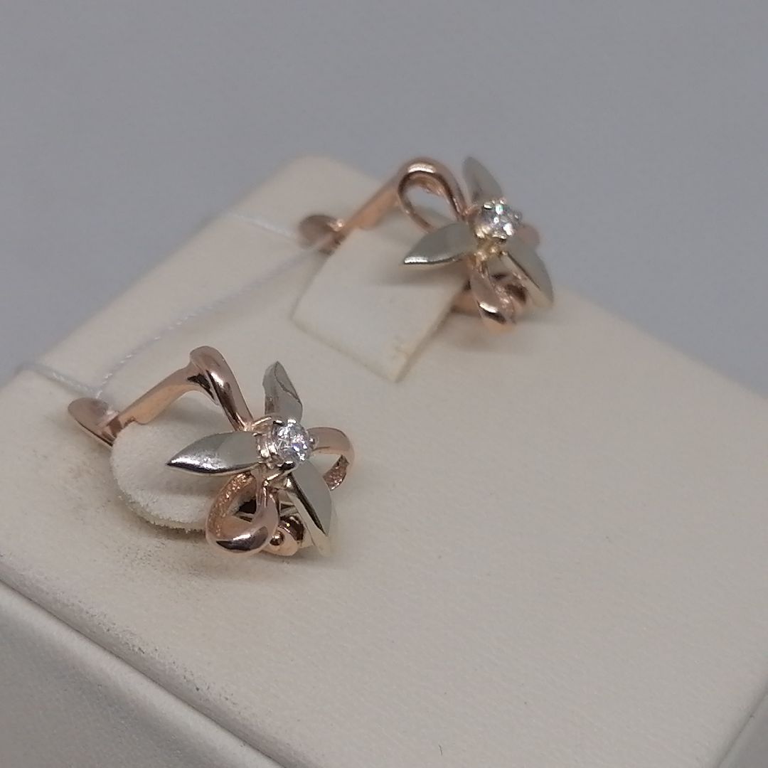 СКМ585 СЕРЬГИ С КАМНЕМ (Au 585)