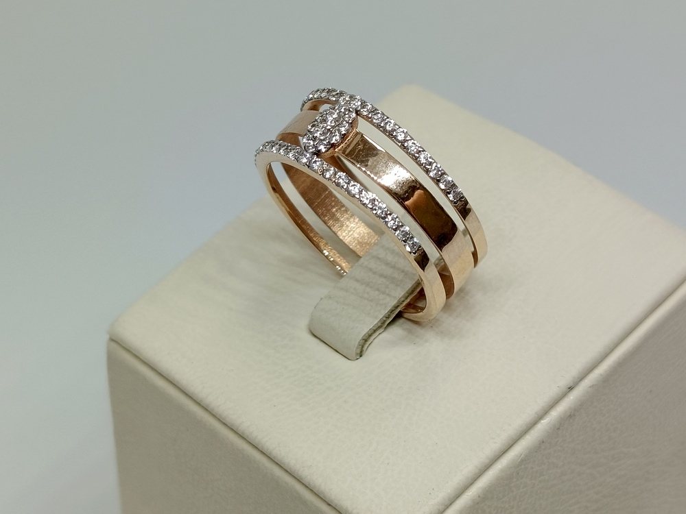 КОЛЬЦО С КАМНЯМИ (Au 585)