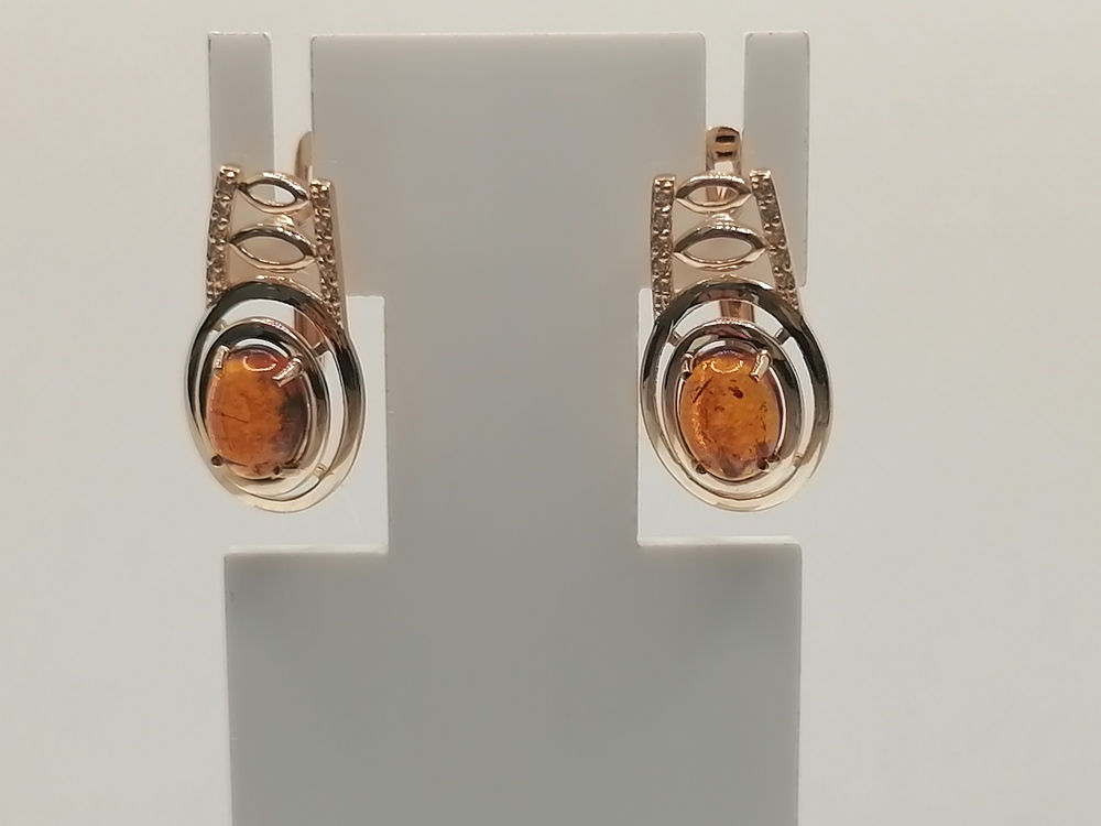 СЕРЬГИ ЯНТАРЬ (Au 585)