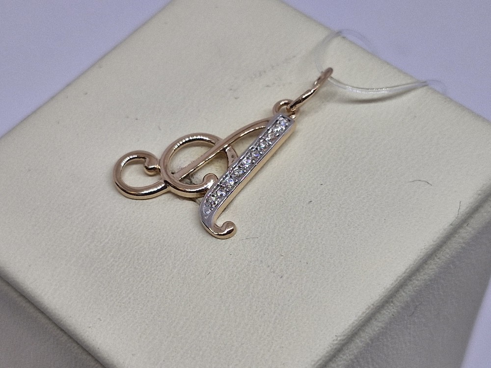 ПОДВЕСКА БУКВА А с камнями (Au 585)