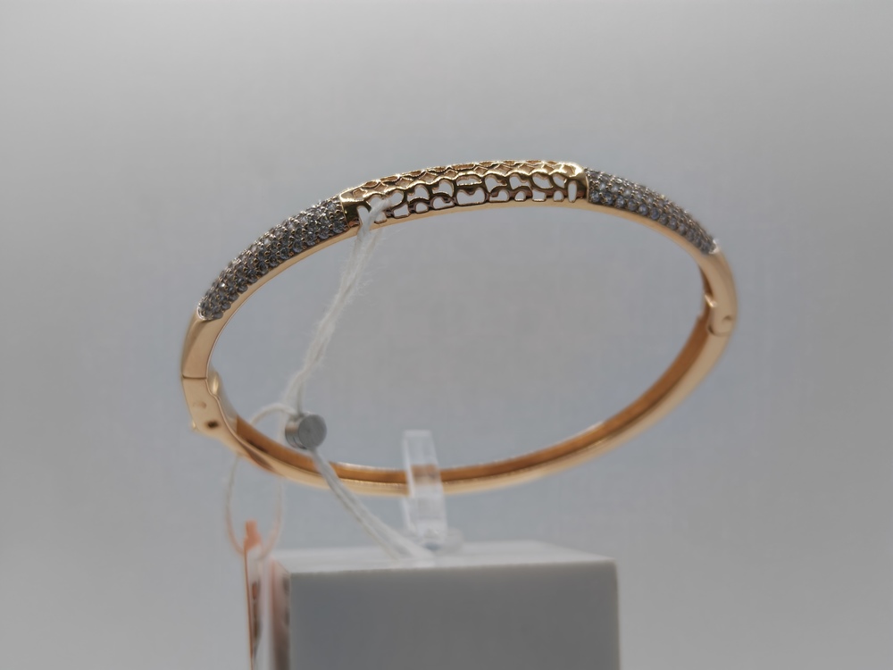 БЖКИ585 БРАСЛЕТ ЖЕСТКИЙ С КАМНЯМИ (Au 585)