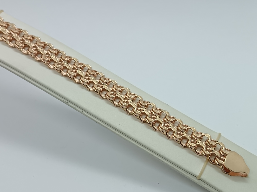 Бисмарк Б100 Двухрядный БРАСЛЕТ ПУСТОТЕЛЫЙ Бисмарк (Au 585)