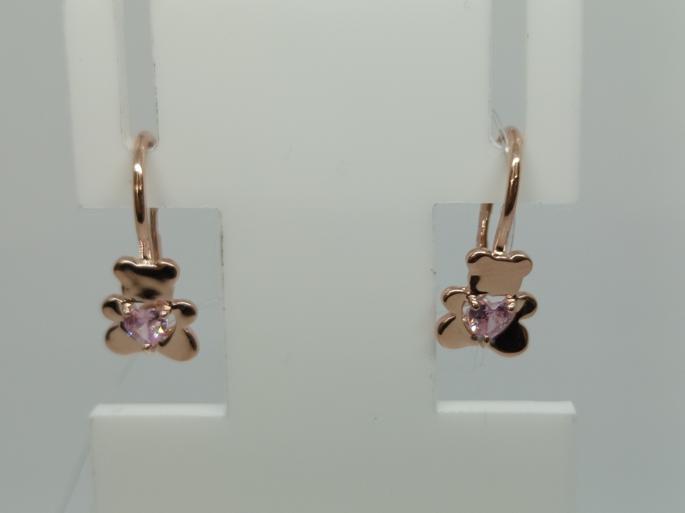 СЕРЬГИ ПЕТЕЛЬКА с камнем (Au 585)