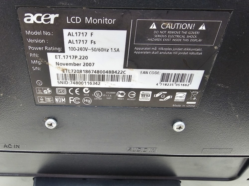 Монитор Acer AL1717F