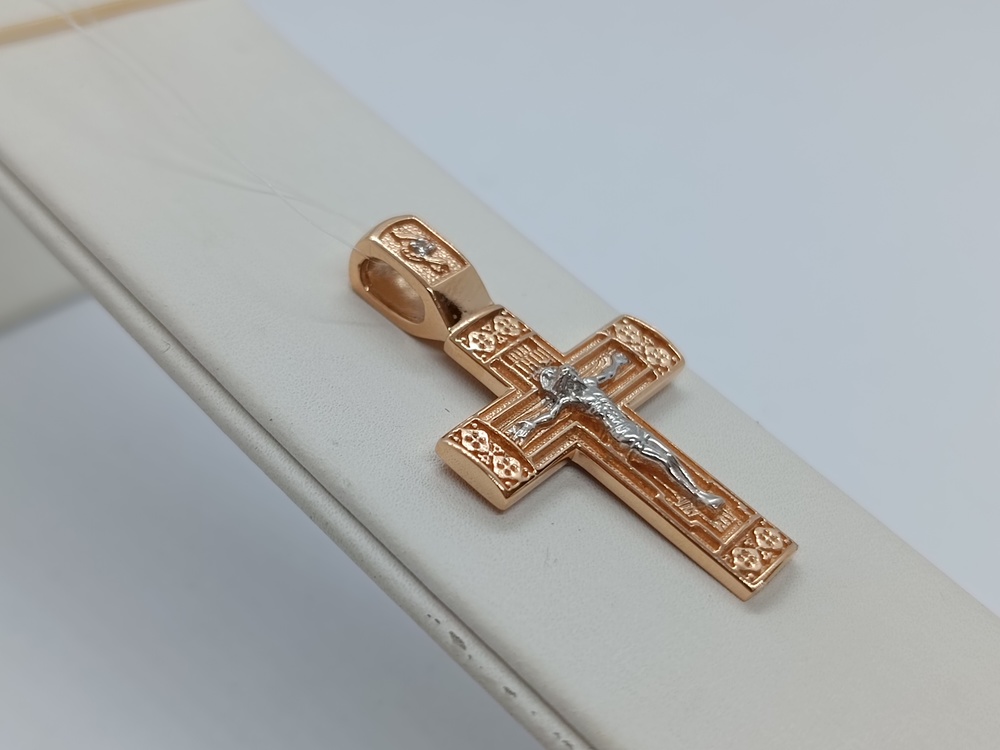 810-00254-10-00-20-00 ПОДВЕСКА КРЕСТ с камнем (Au 585)