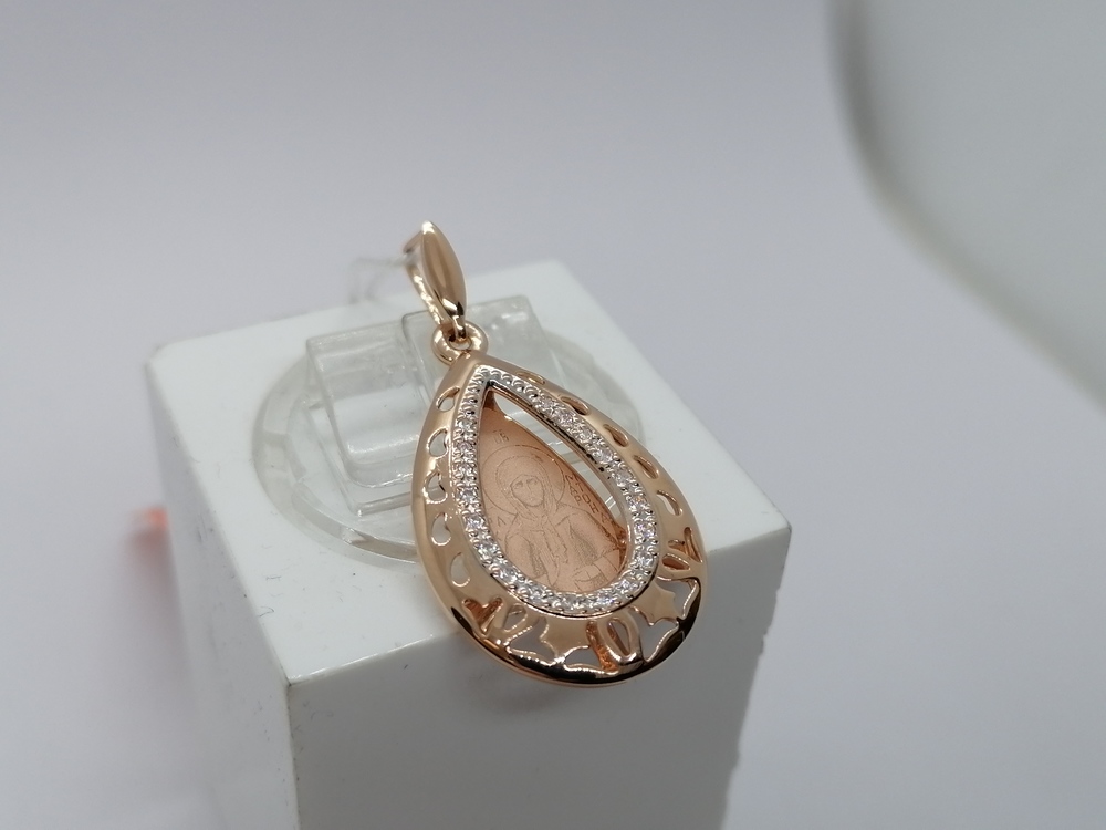ПОДИКИ585 ПОДВЕСКА ИКОНА С КАМНЯМИ (Au 585)