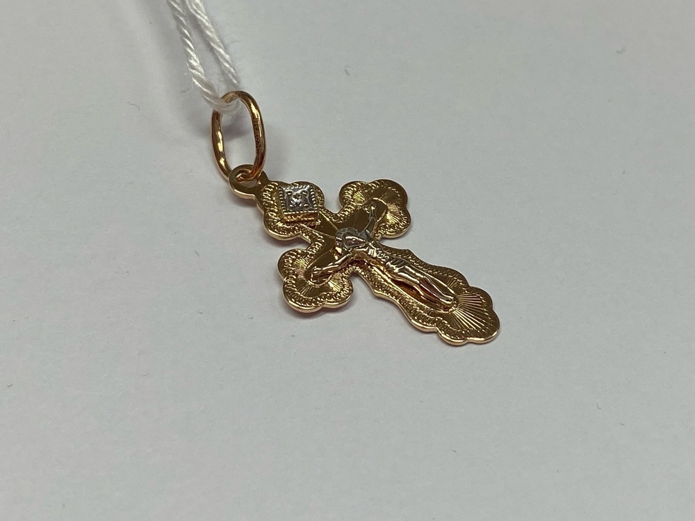 ПОДККИ585 ПОДВЕСКА КРЕСТ С КАМНЕМ (Au 585)