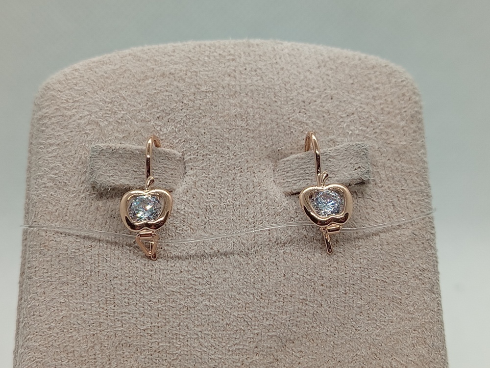 СЕРЬГИ ПЕТЕЛЬКА с камнем (Au 585)