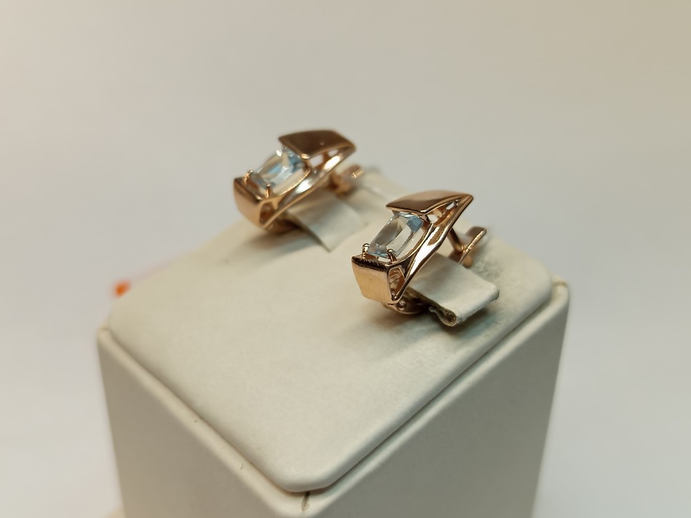 СКМ585 СЕРЬГИ С КАМНЕМ (Au 585)