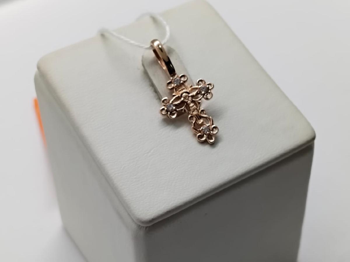 ПОДККИ585 ПОДВЕСКА КРЕСТ С КАМНЯМИ (Au 585)