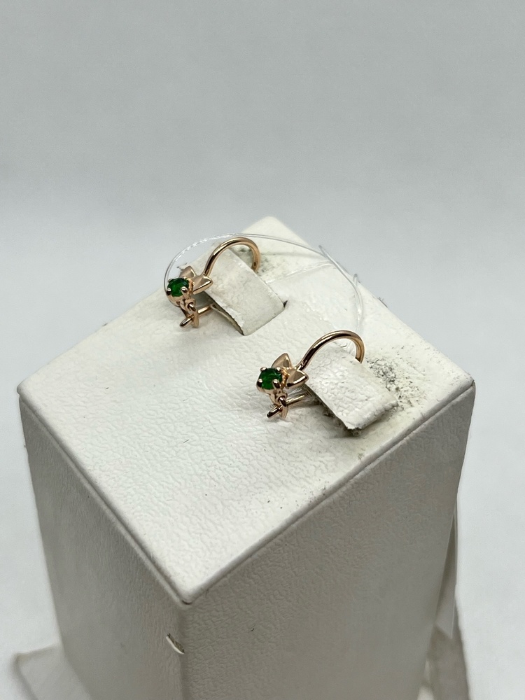 СЕРЬГИ ПЕТЕЛЬКА с камнем (Au 585)