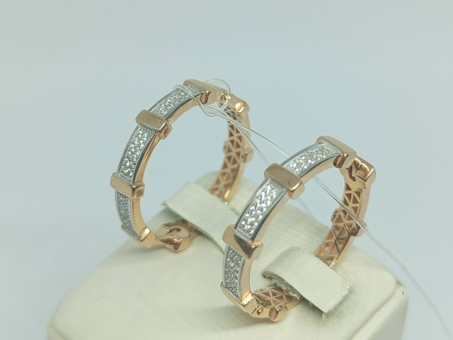 С5056 СЕРЬГИ КОЛЬЦА с камнями (Au 585)