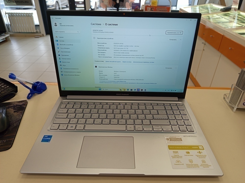 Ноутбук ASUS; Core i3-1215U, HD Graphics, 16 Гб, 500 Гб, Нет