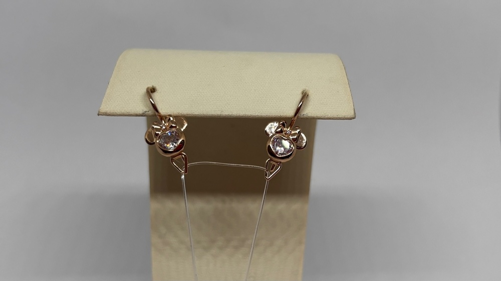 СЕРЬГИ ПЕТЕЛЬКА с камнем (Au 585)