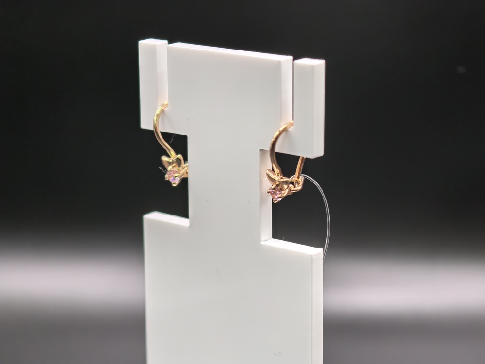 СЕРЬГИ ПЕТЕЛЬКА с камнем (Au 585)