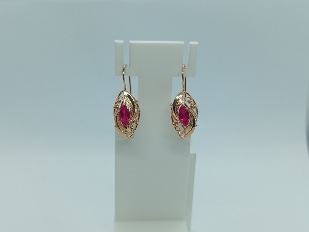 СЕРЬГИ ПЕТЕЛЬКА с камнем (Au 585)