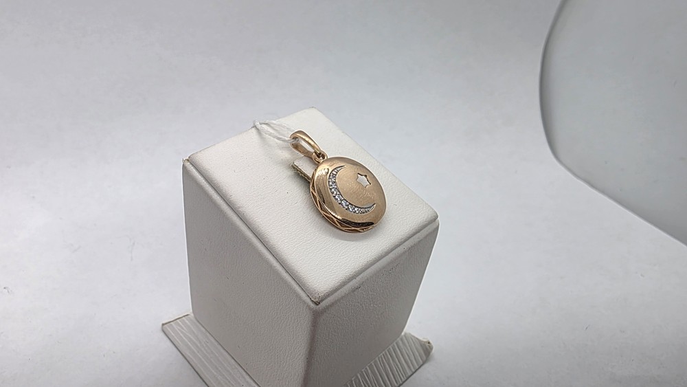 ПОДПКИ585 ПОДВЕСКА ПОЛУМЕСЯЦ С КАМНЯМИ (Au 585)