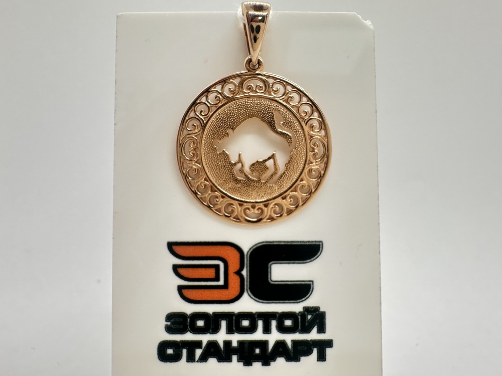 ПОДЗЗТ585 ПОДВЕСКА ЗНАК ЗОДИАКА ТЕЛЕЦ (Au 585)