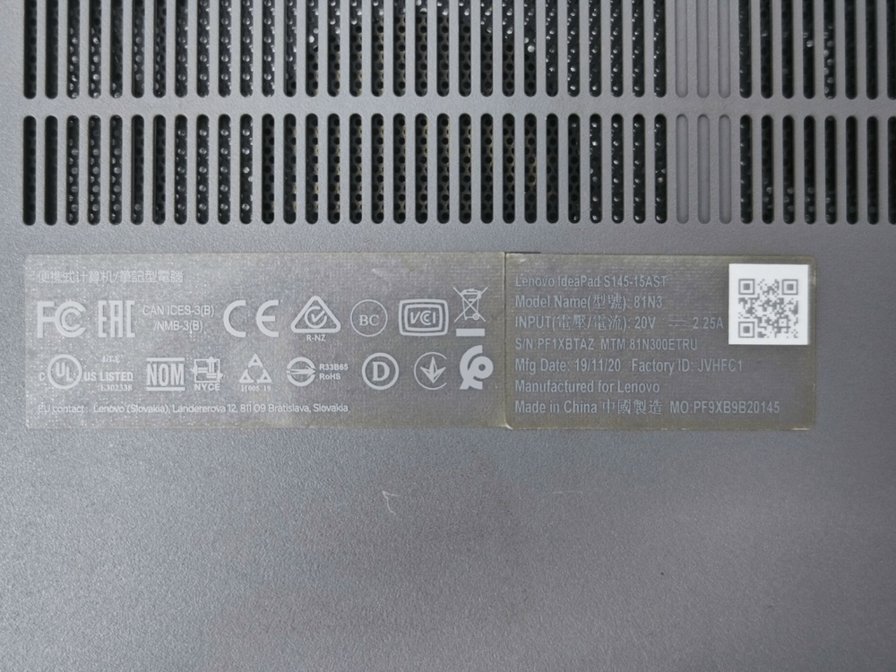 Ноутбук Lenovo S145; A4-9125, Radeon R3 series, 4 Гб, 128 Гб, Нет