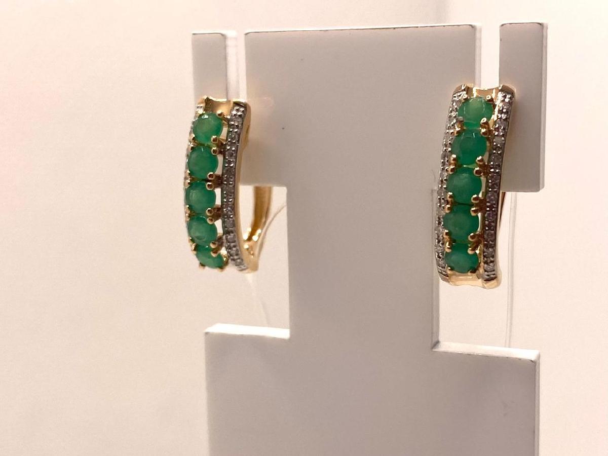 СЕРЬГИ Бриллиант, изумруд (Au 585)