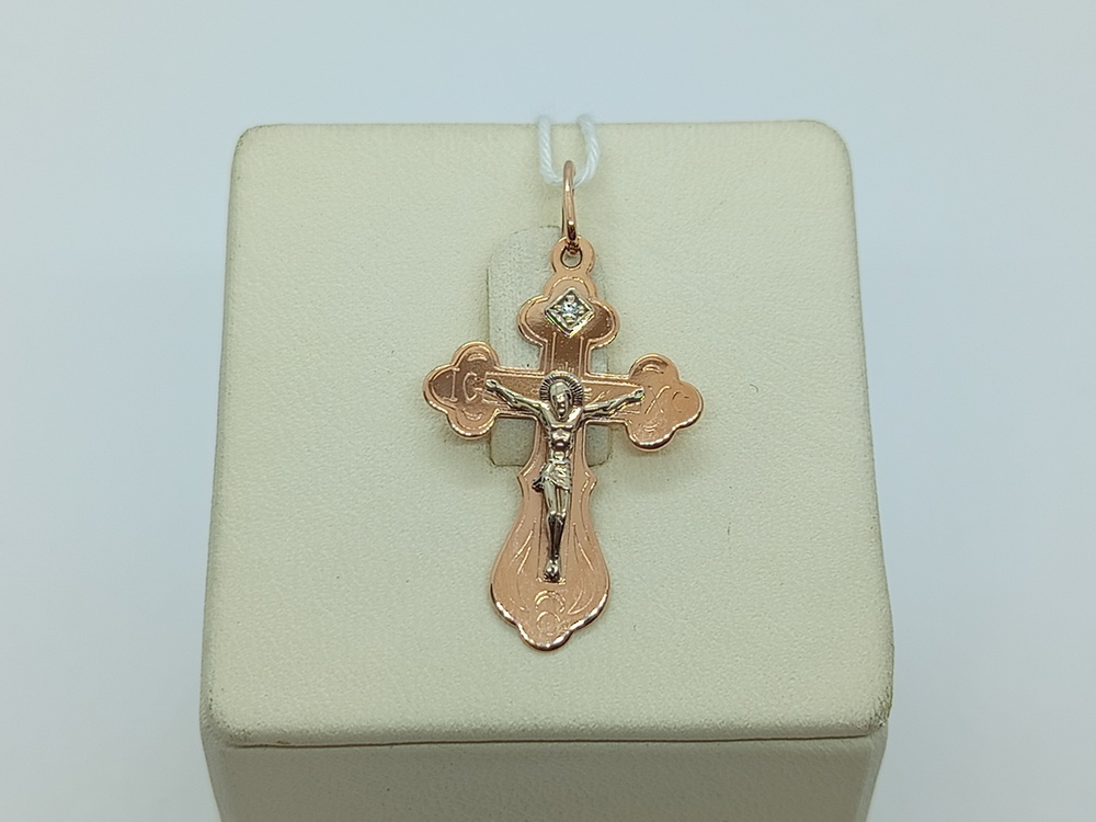 ПОДККИ585 ПОДВЕСКА КРЕСТ С КАМНЕМ (Au 585) ПОДККИ585 ПОДВЕСКА КРЕСТ С КАМНЕМ (Au 585)