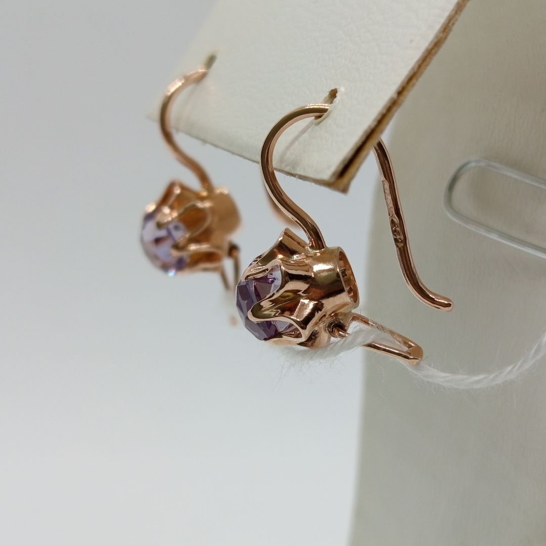 СКМ583 СЕРЬГИ С КАМНЕМ (Au 583)