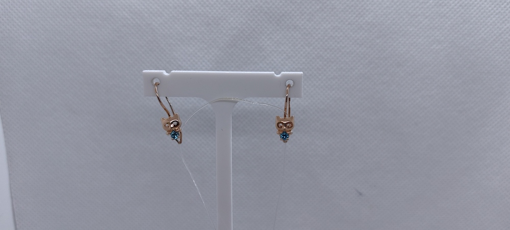 002135-1120 СЕРЬГИ ПЕТЕЛЬКА с камнем (Au 585)