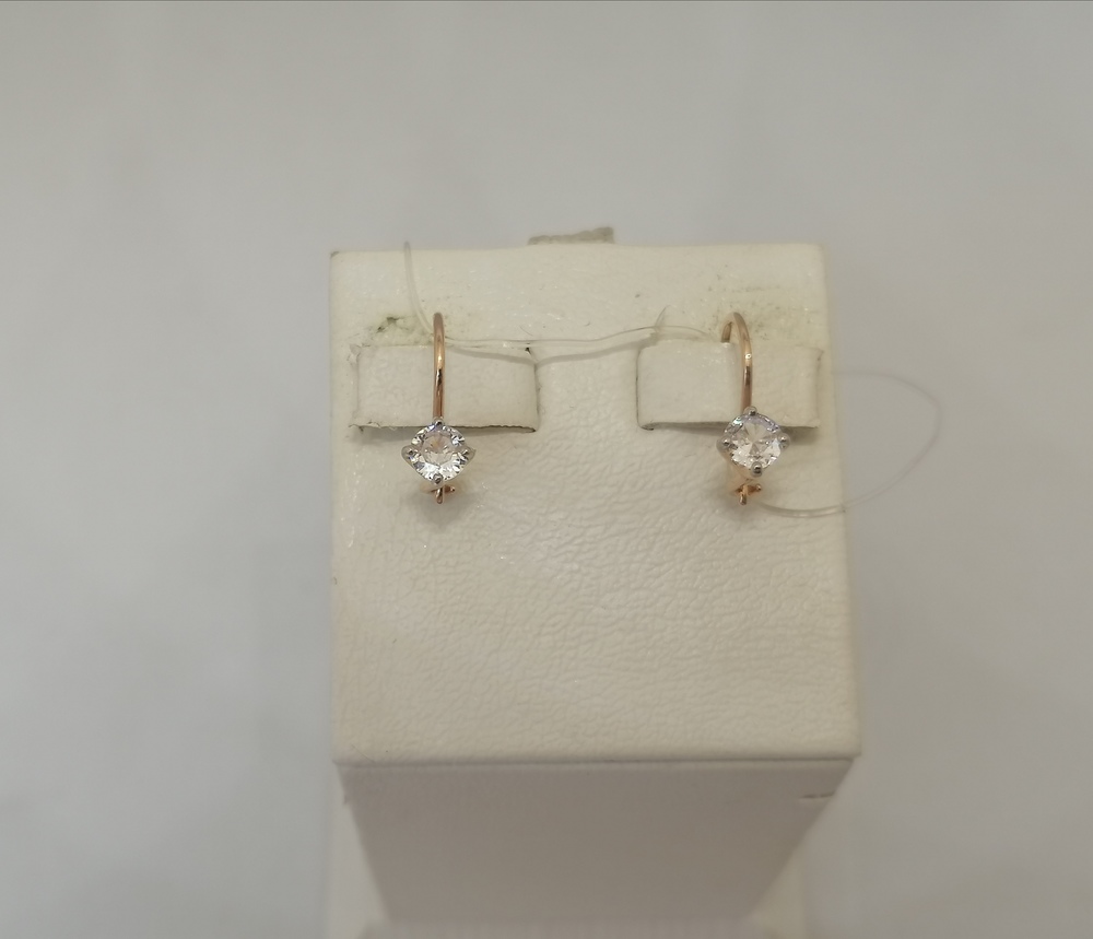 СЕРЬГИ ПЕТЕЛЬКА с камнем (Au 585)