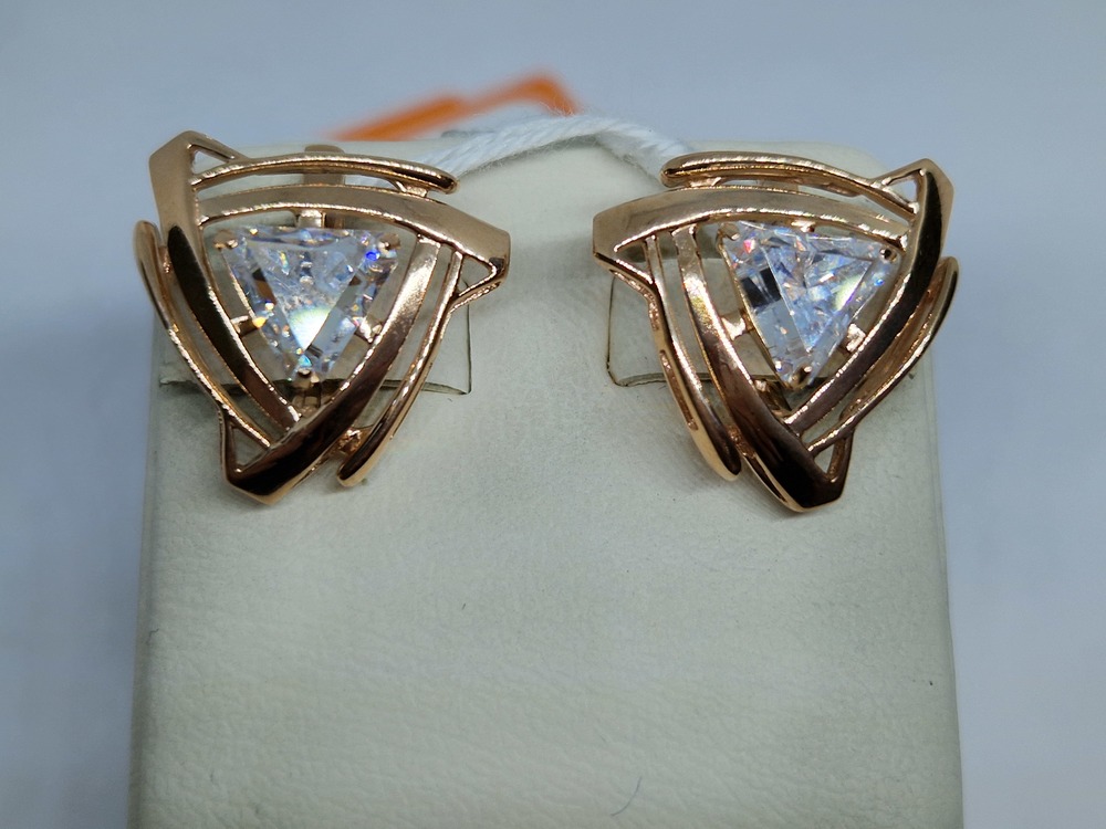 СКМ585 СЕРЬГИ С КАМНЕМ (Au 585)