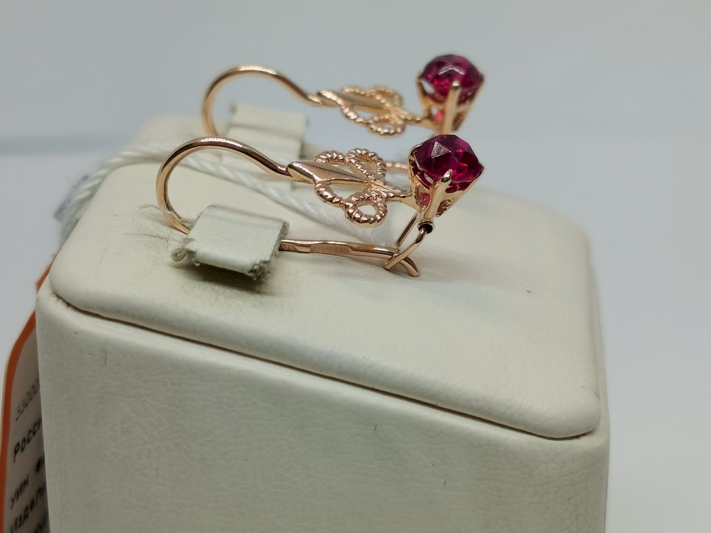 СКМ583 СЕРЬГИ С КАМНЕМ (Au 583)